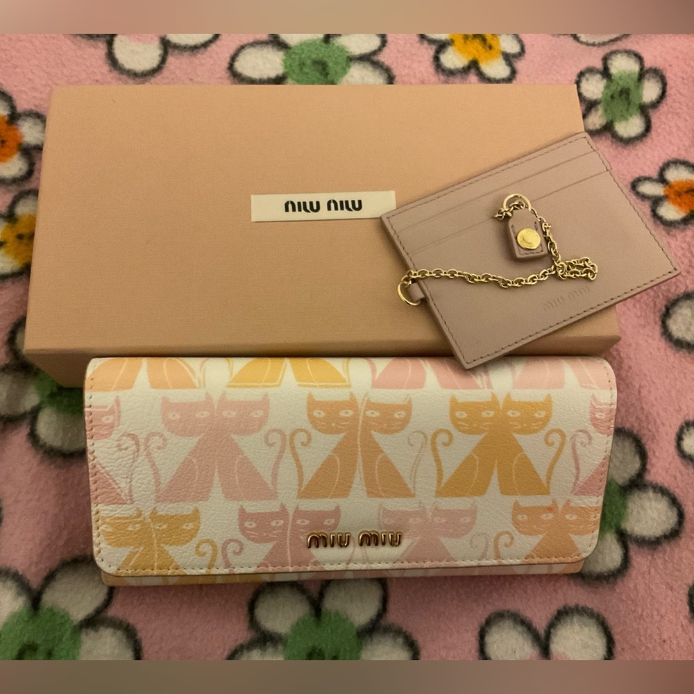 Miu miu madras pink leather wallet nib